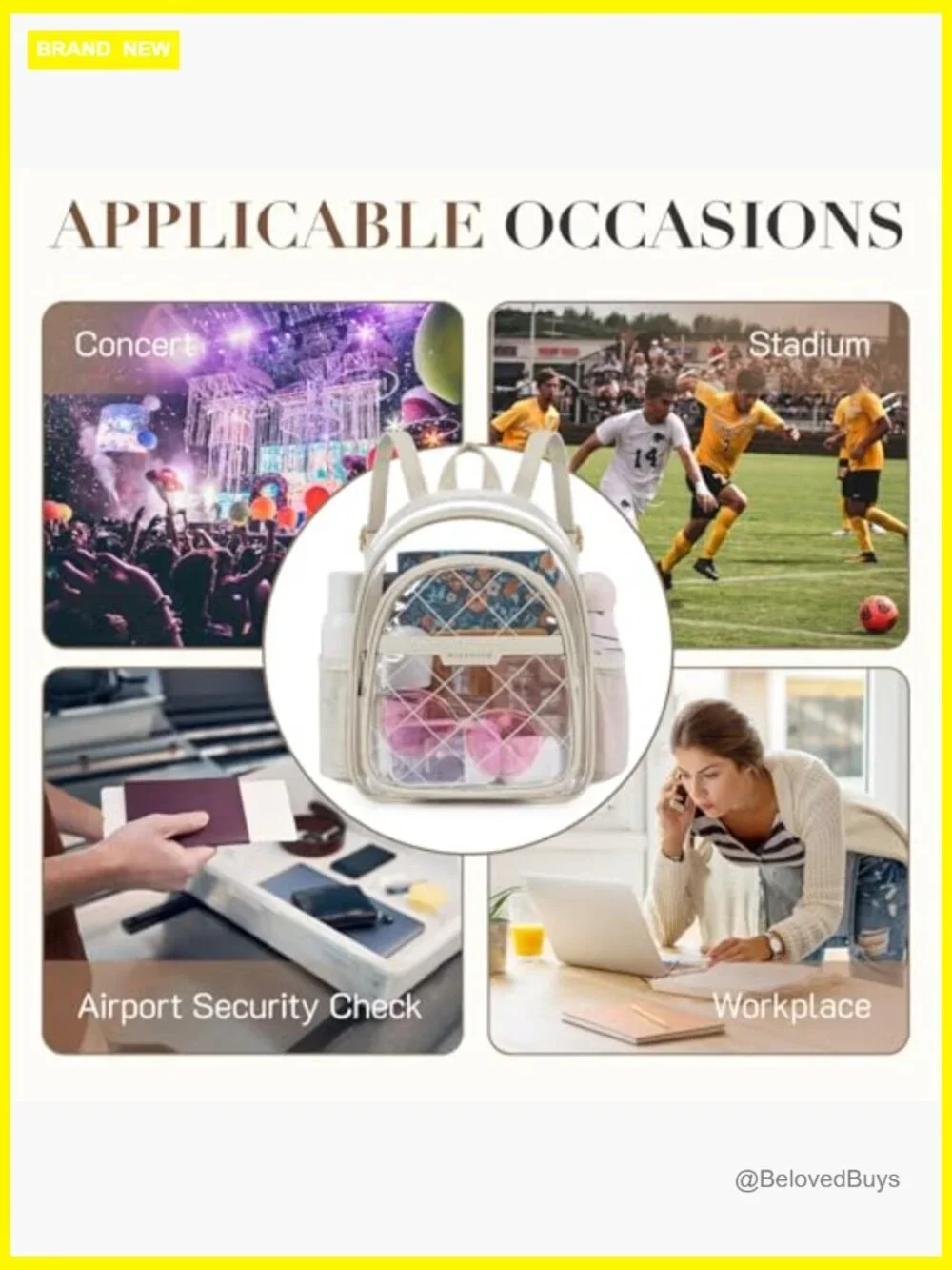 Quilted Clear Backpack for Stadium Events Anti-theft Mini Bag